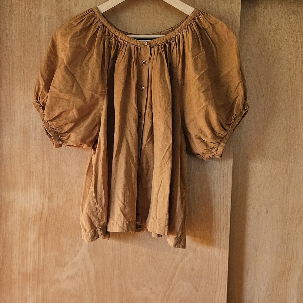 Doen Rust Brown Ruffled Blouse - Picture 2 of 3